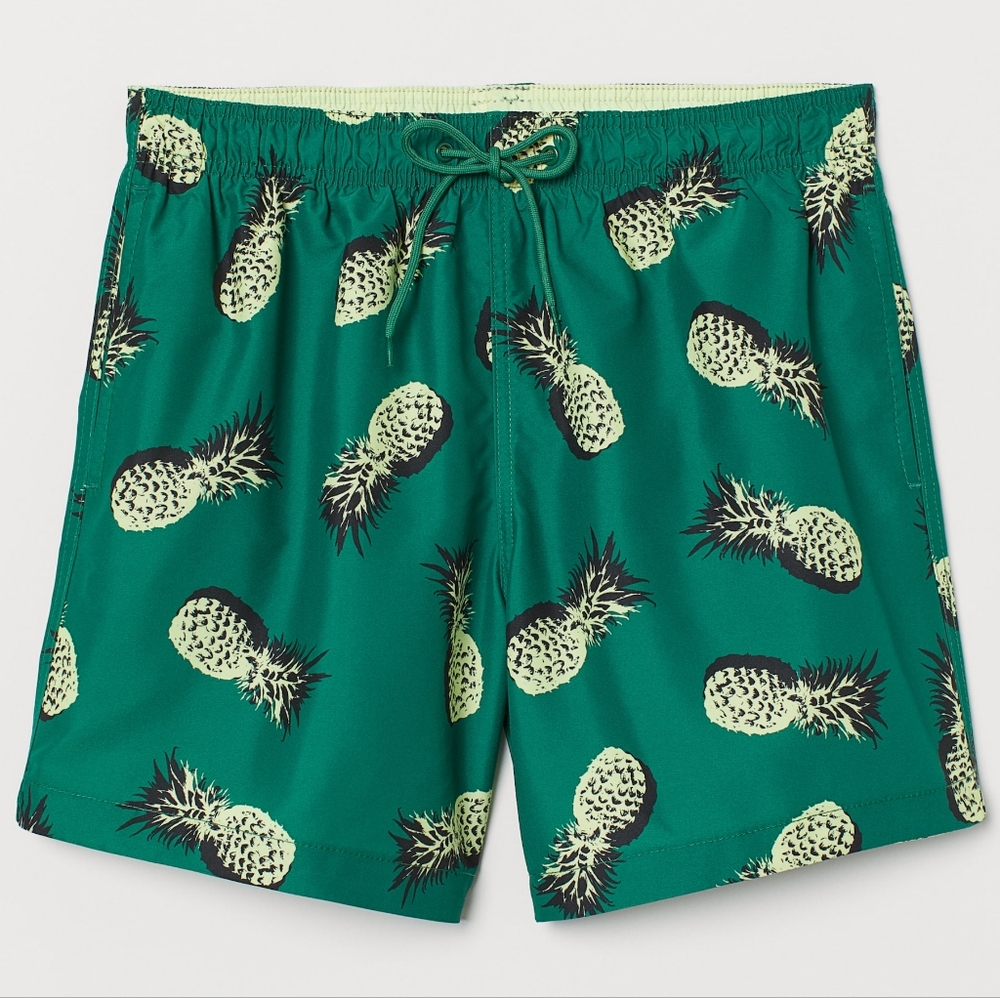 H&M Mens Small Pineapple Printed Board Shorts